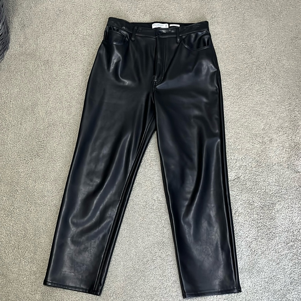 Abercrombie & Fitch Vegan Leather Ankle Straight Ultra High Rise